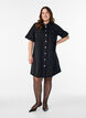 Denim dress with short sleeves and buttons, Black, Model image number 1