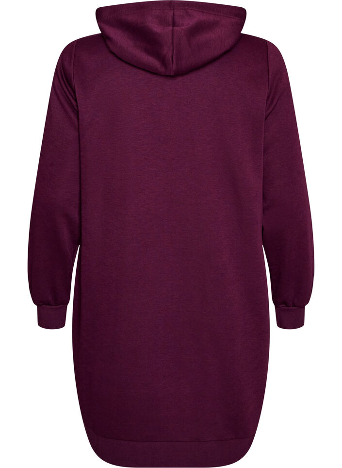 Long hoodie with zip and pockets, Purple, Packshot image number 1