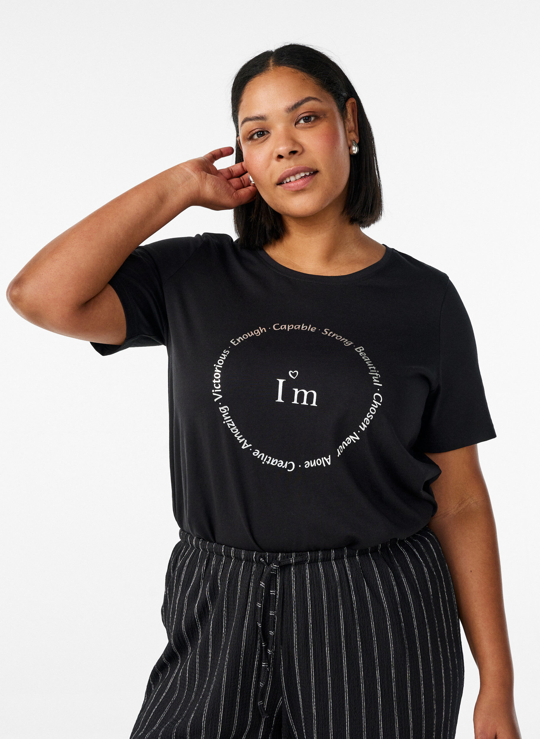 ZizzifashionT-shirt with motif, Black, Model image number 0