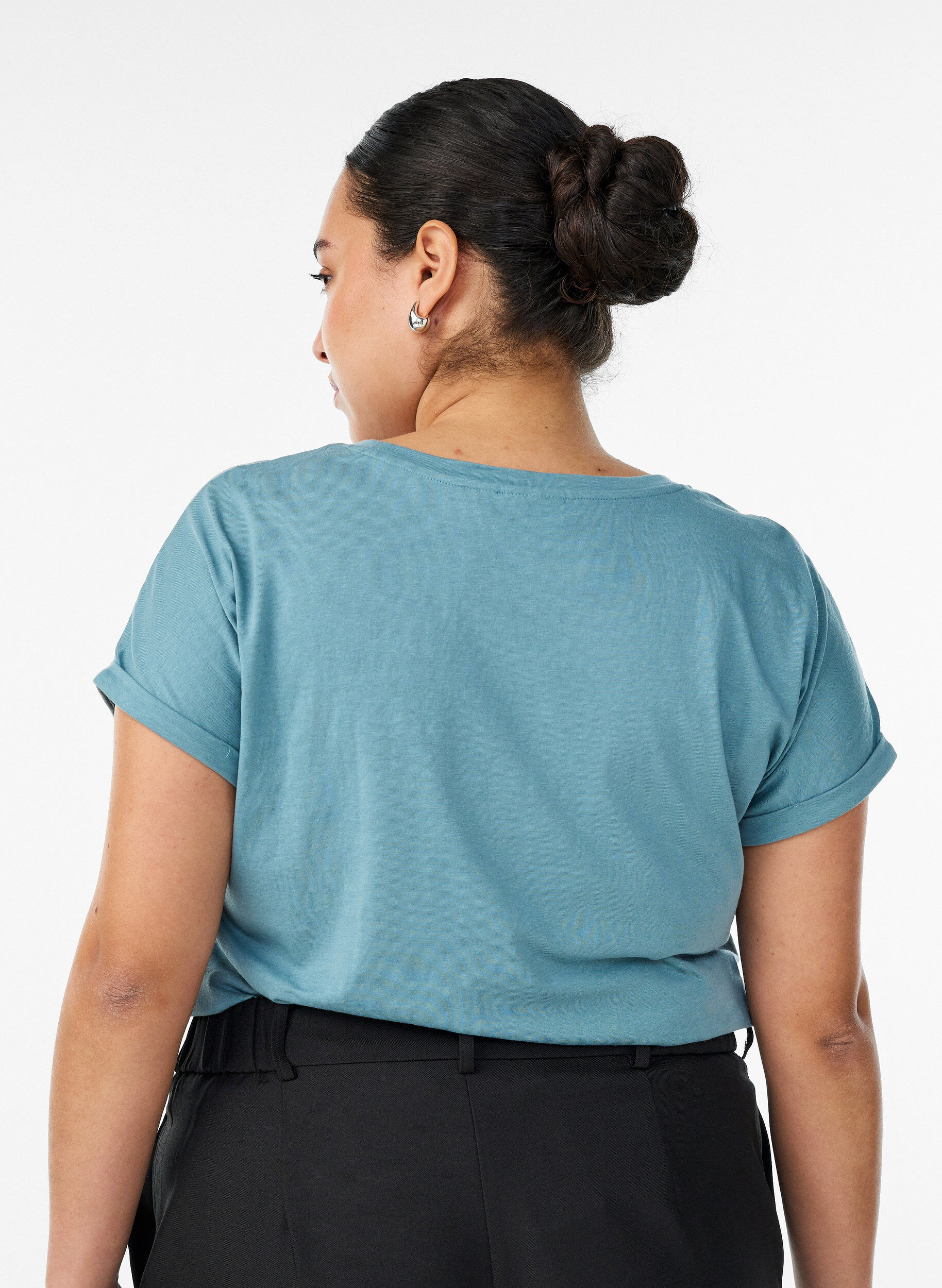 Zizzifashion Short sleeved cotton blend t-shirt, Blue, Model image number 2