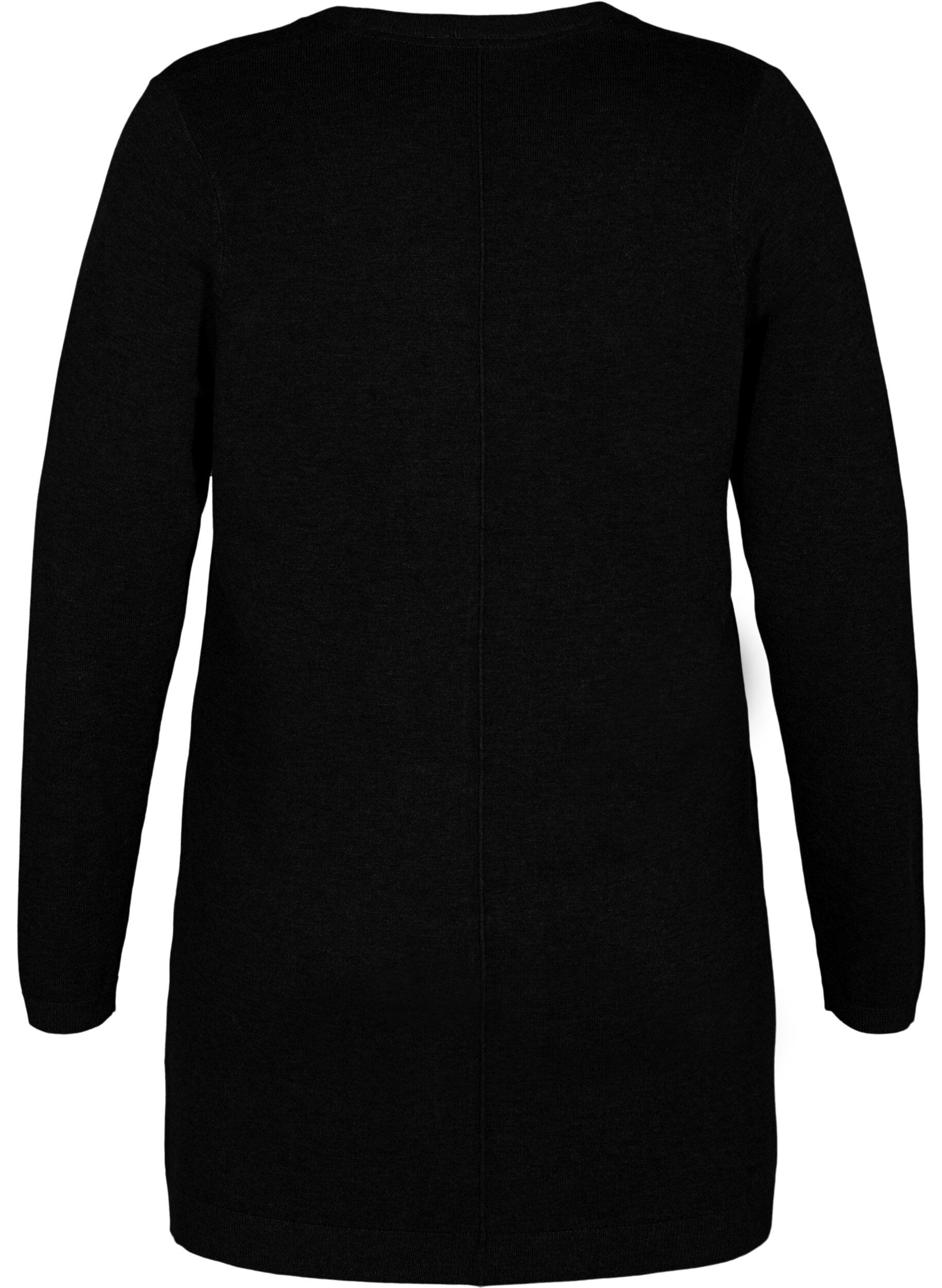 Zizzifashion Long knitted cardigan in a viscose blend, Black, Packshot image number 1