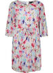 Printed pleated dress with waist tie, White/MultiFlowerAOP, Packshot image number 0