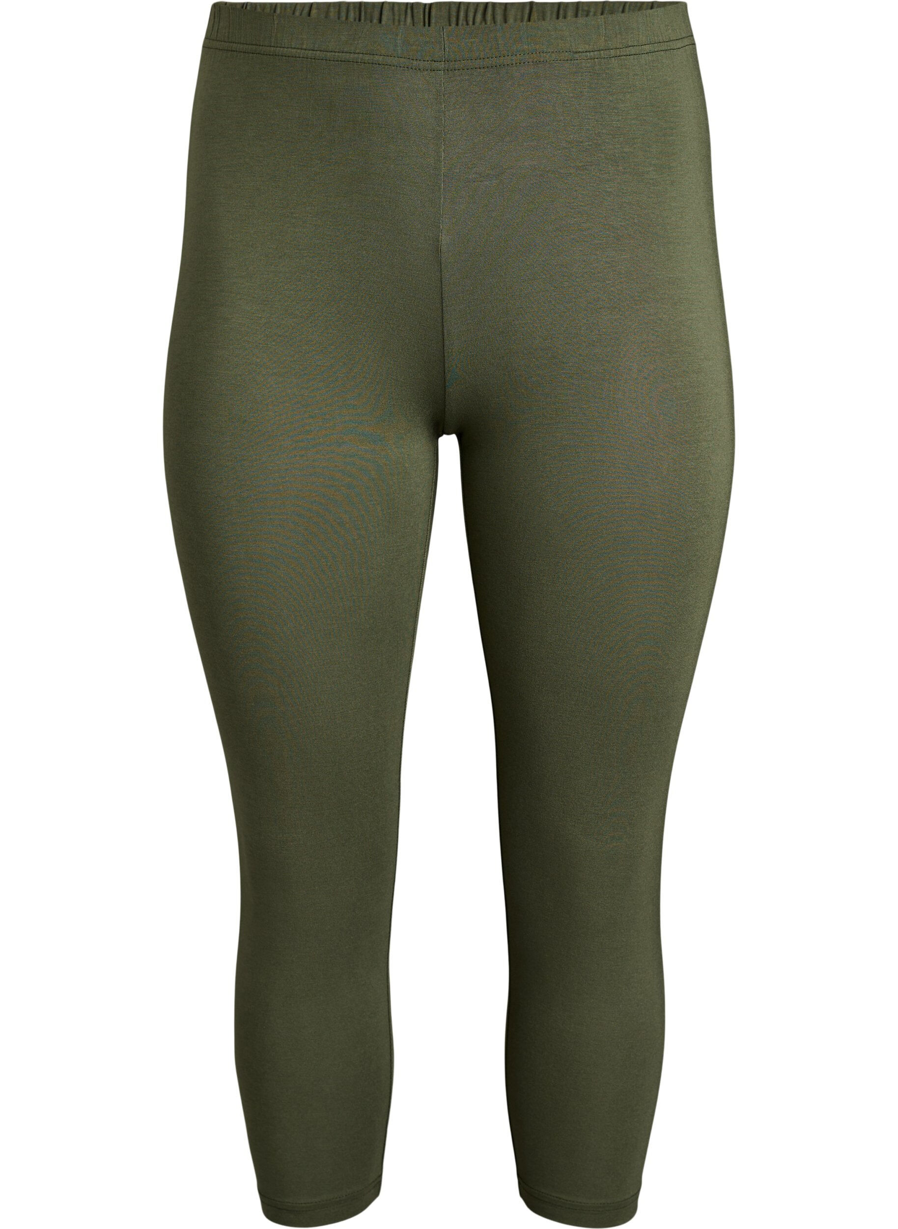 Zizzifashion Basic 3/4 leggings in viscose, Green, Packshot image number 0