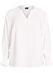 Blouse with smock cuffs and V-neck, Vanilla, Packshot image number 0