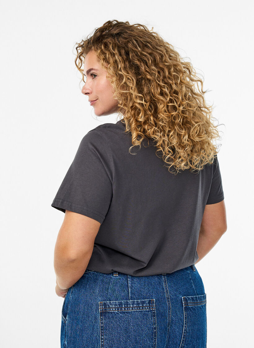 Cotton T-shirt with front print, Dark Grey, Model image number 2