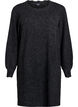 Short knitted dress with wavy hem and slits, Dark Grey, Packshot image number 0