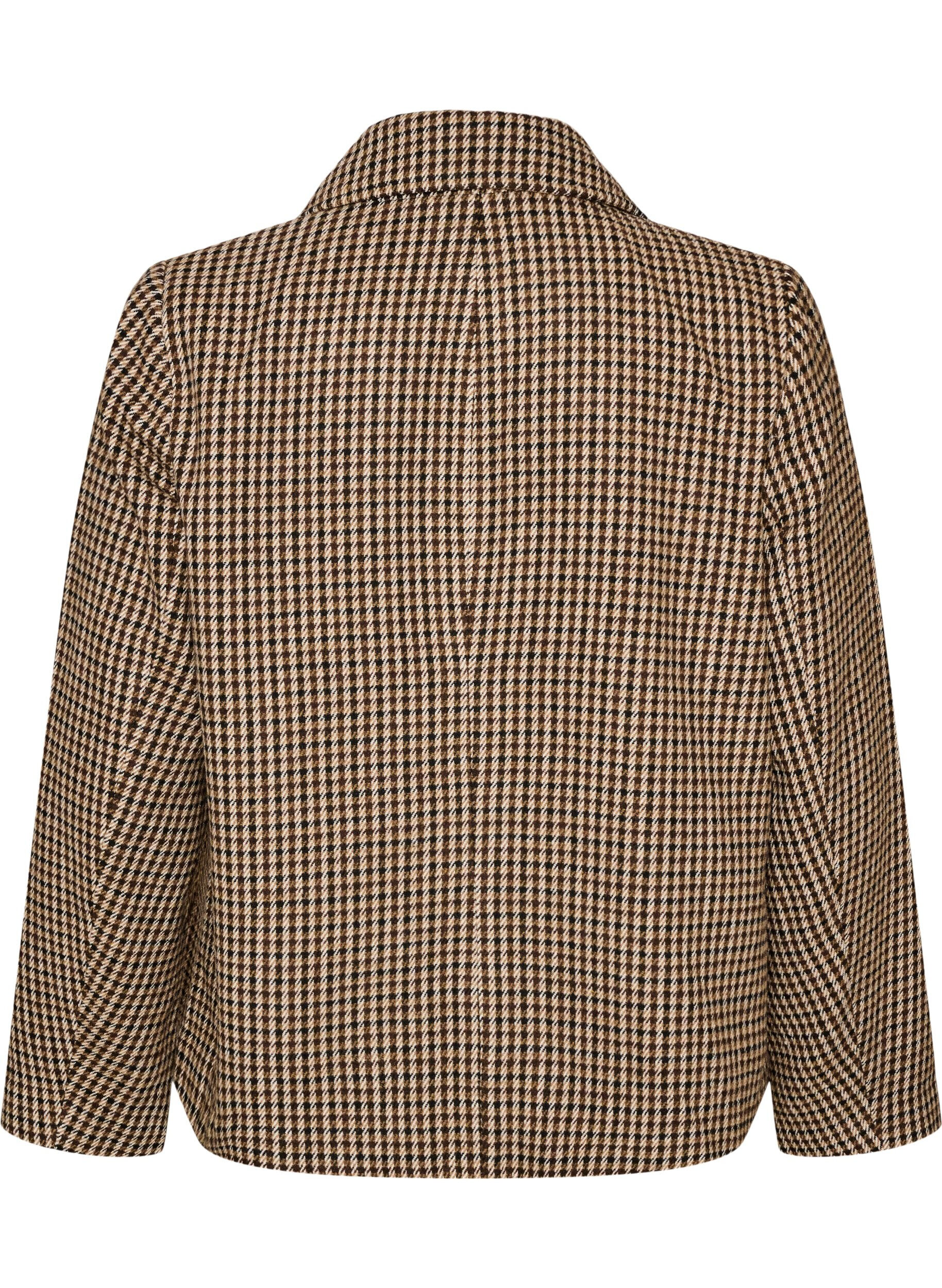 ZizzifashionShort checked coat with double-breasted button fastening, Brown, Packshot image number 1