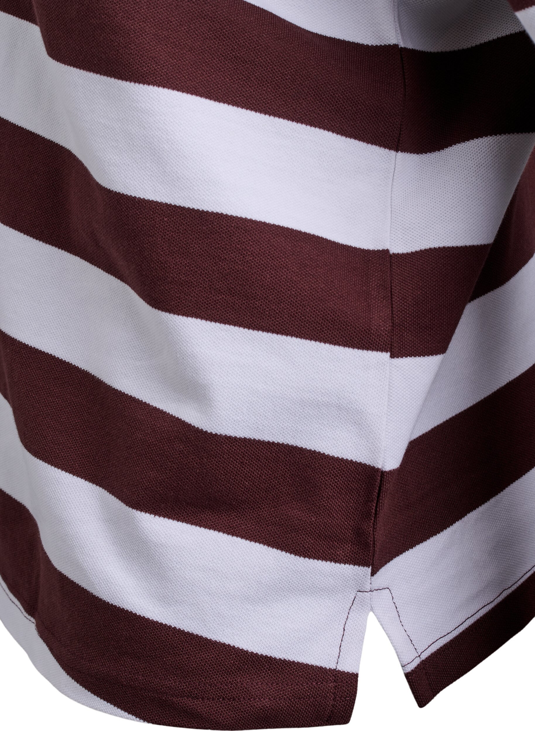 Zizzifashion Striped polo shirt with long sleeves, Dark Bordeaux, Packshot image number 3