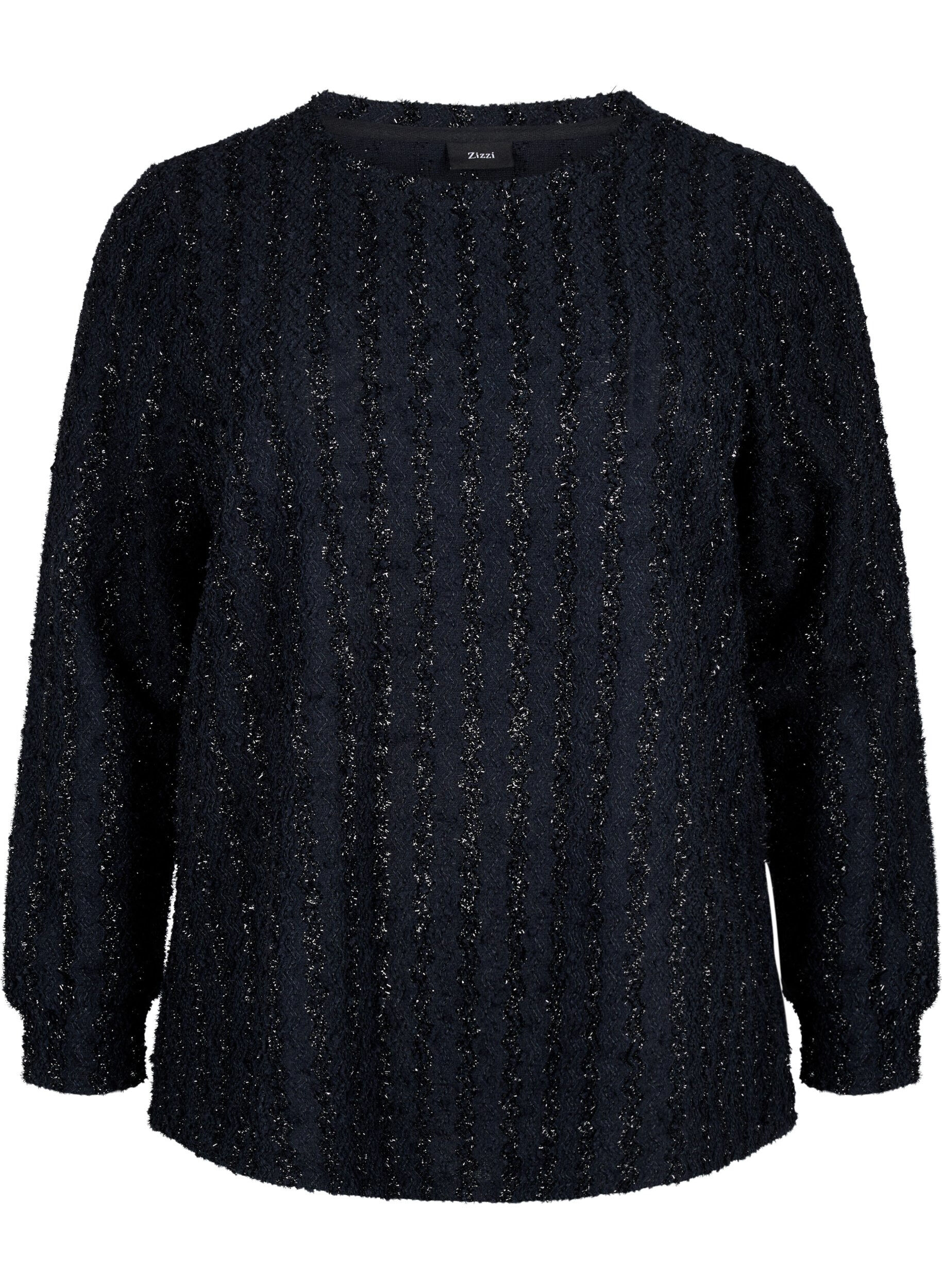 Zizzifashion Blouse with shimmer structure, Black, Packshot image number 0