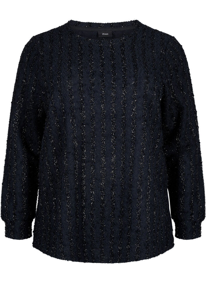 Blouse with shimmer structure, Black, Packshot image number 0