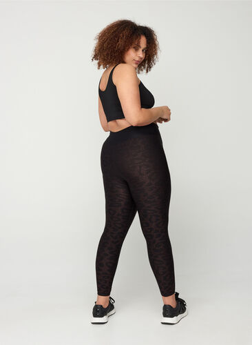 Cropped sparkly sports leggings, Black w copper, Model image number 0
