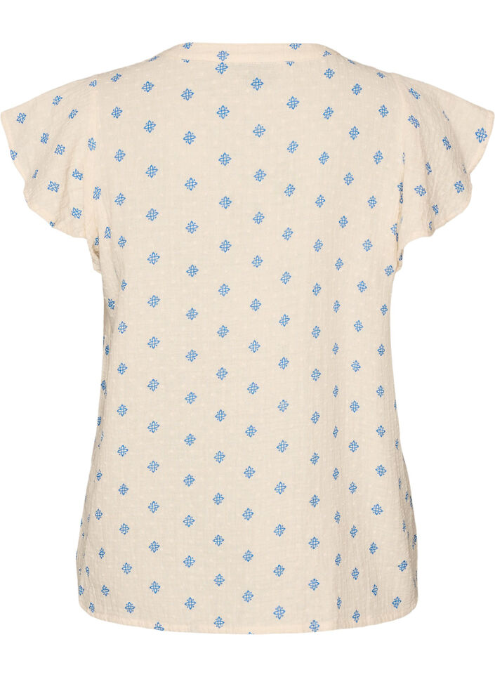Sleeveless blouse with crochet trim and ruffle detail, Beige, Packshot image number 1