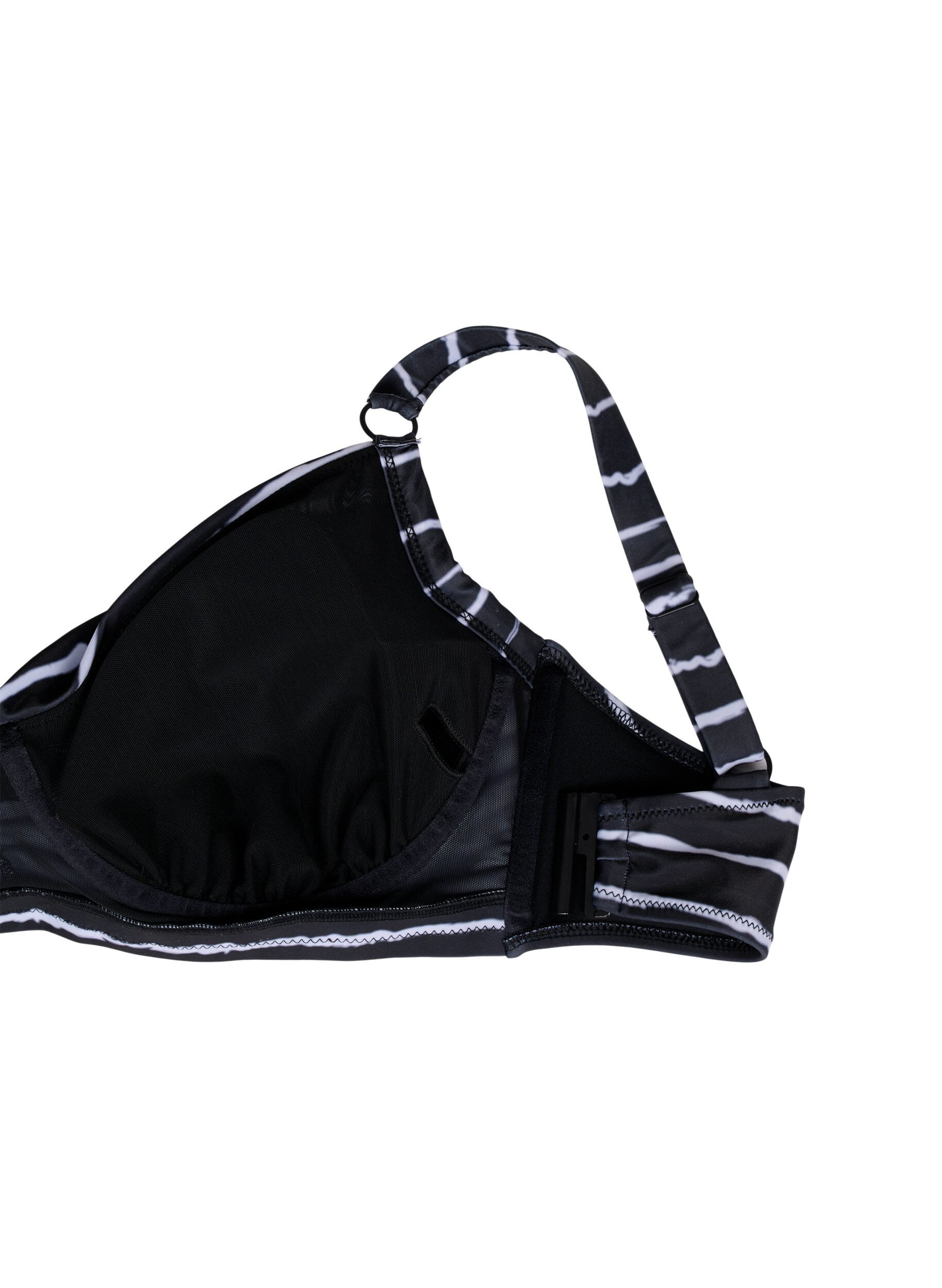 Zizzifashion Printed bikini bra with underwire, Black White Stripe, Packshot image number 3