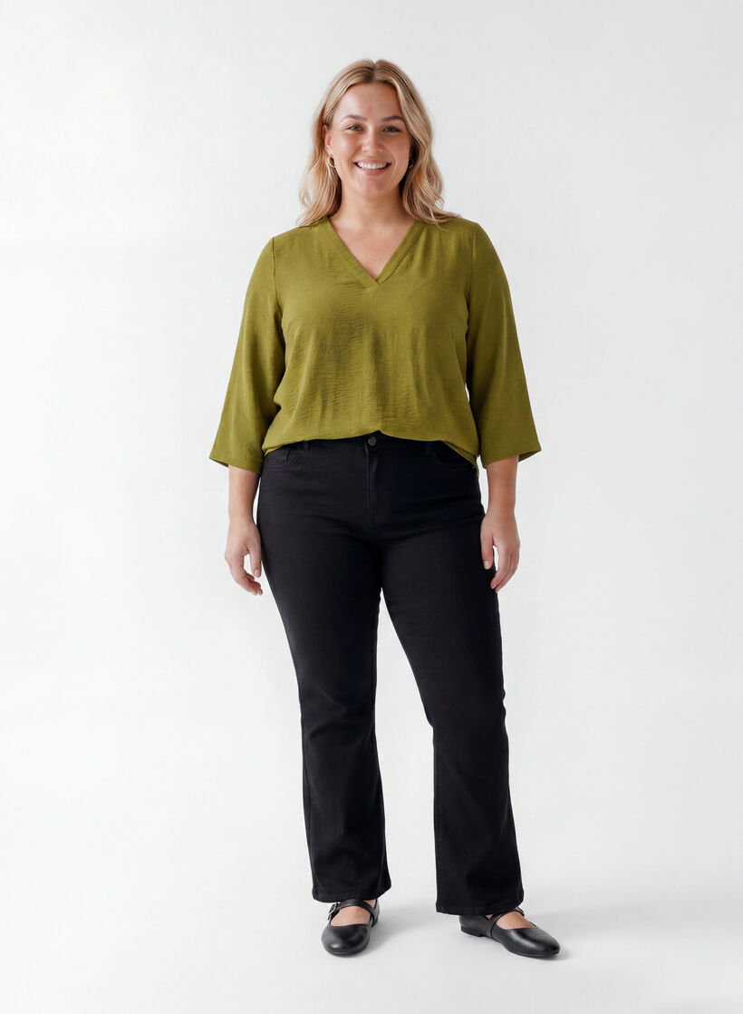 Blouse with 3/4 sleeves, Green, Model image number 1