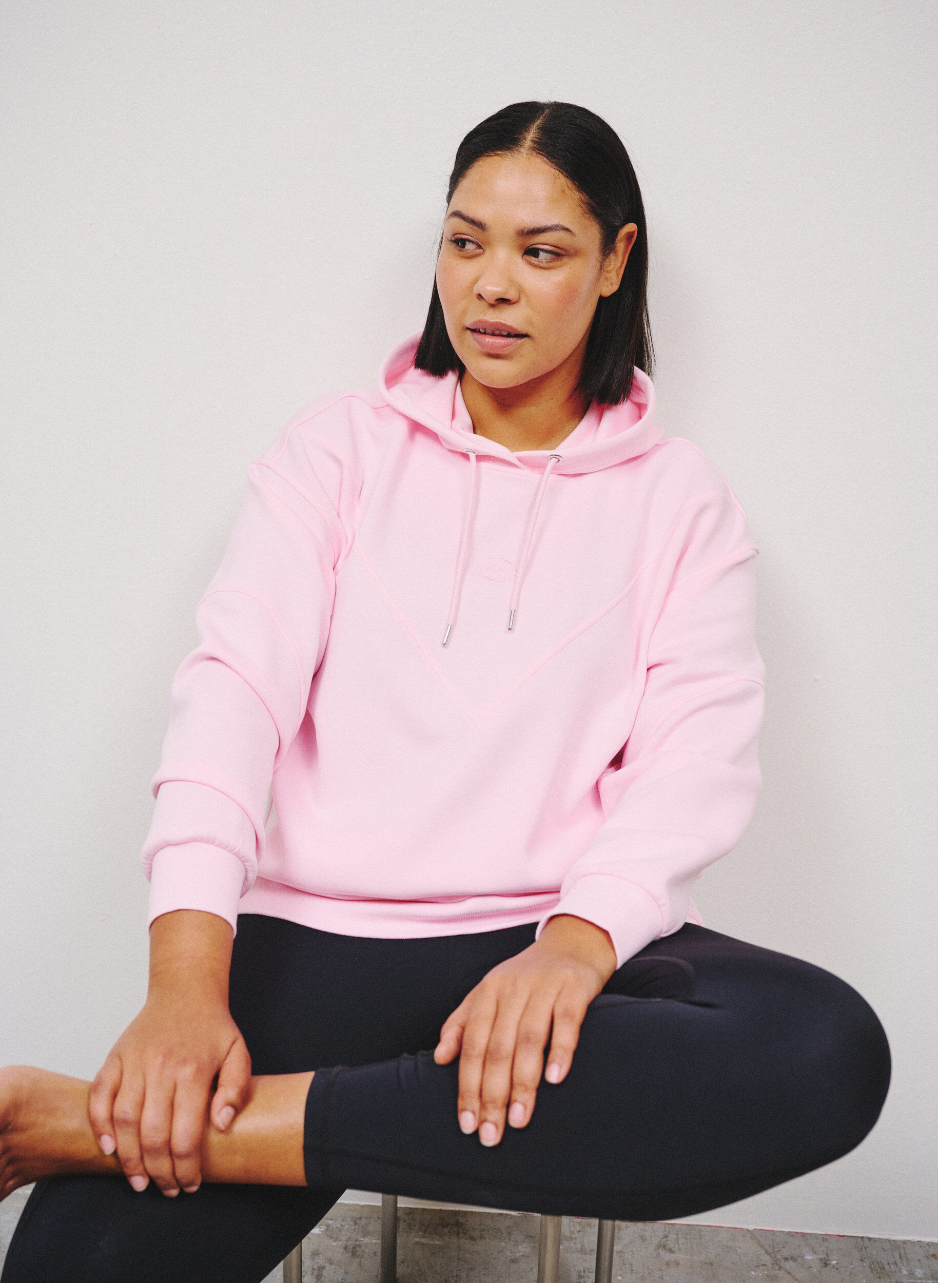 Zizzifashion Sporty scuba hoodie with decorative stitching, Pink, Image image number 0