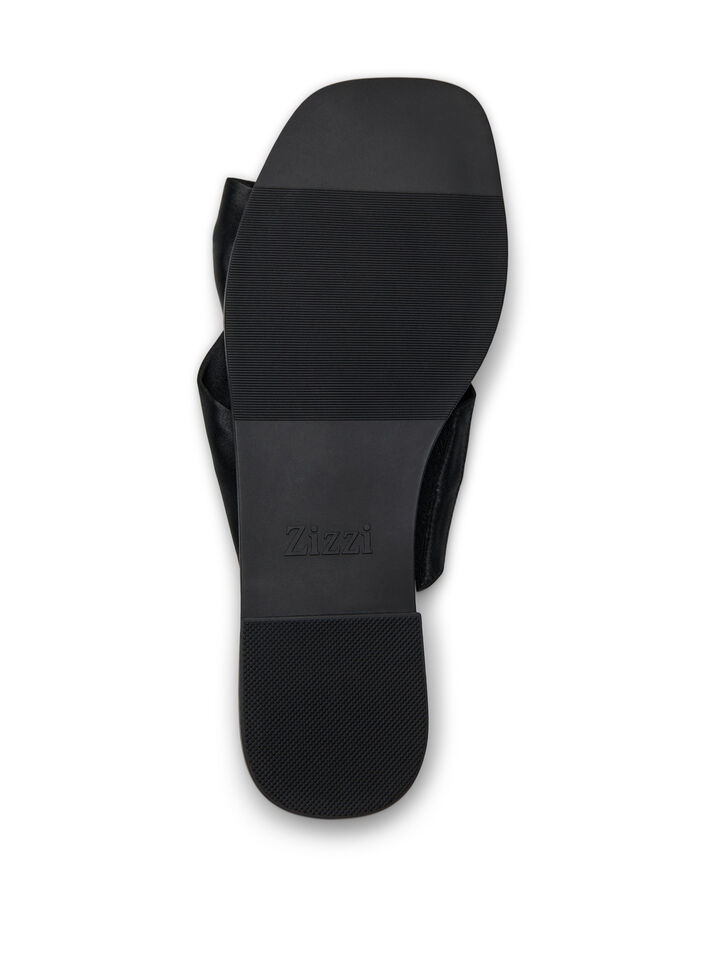 Wide fit - Flat sandals with crossed satin straps, Black, Packshot image number 4