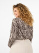 Long-sleeved blouse with zebra print, Brown, Model image number 2