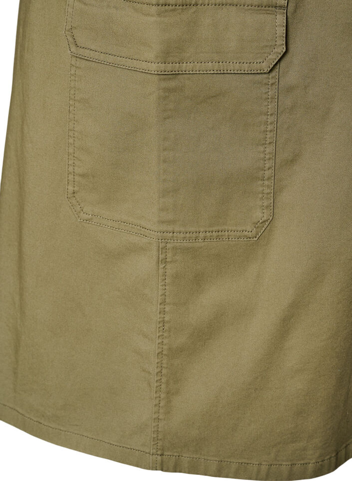 Cotton cargo skirt with a back slit, Green, Packshot image number 3