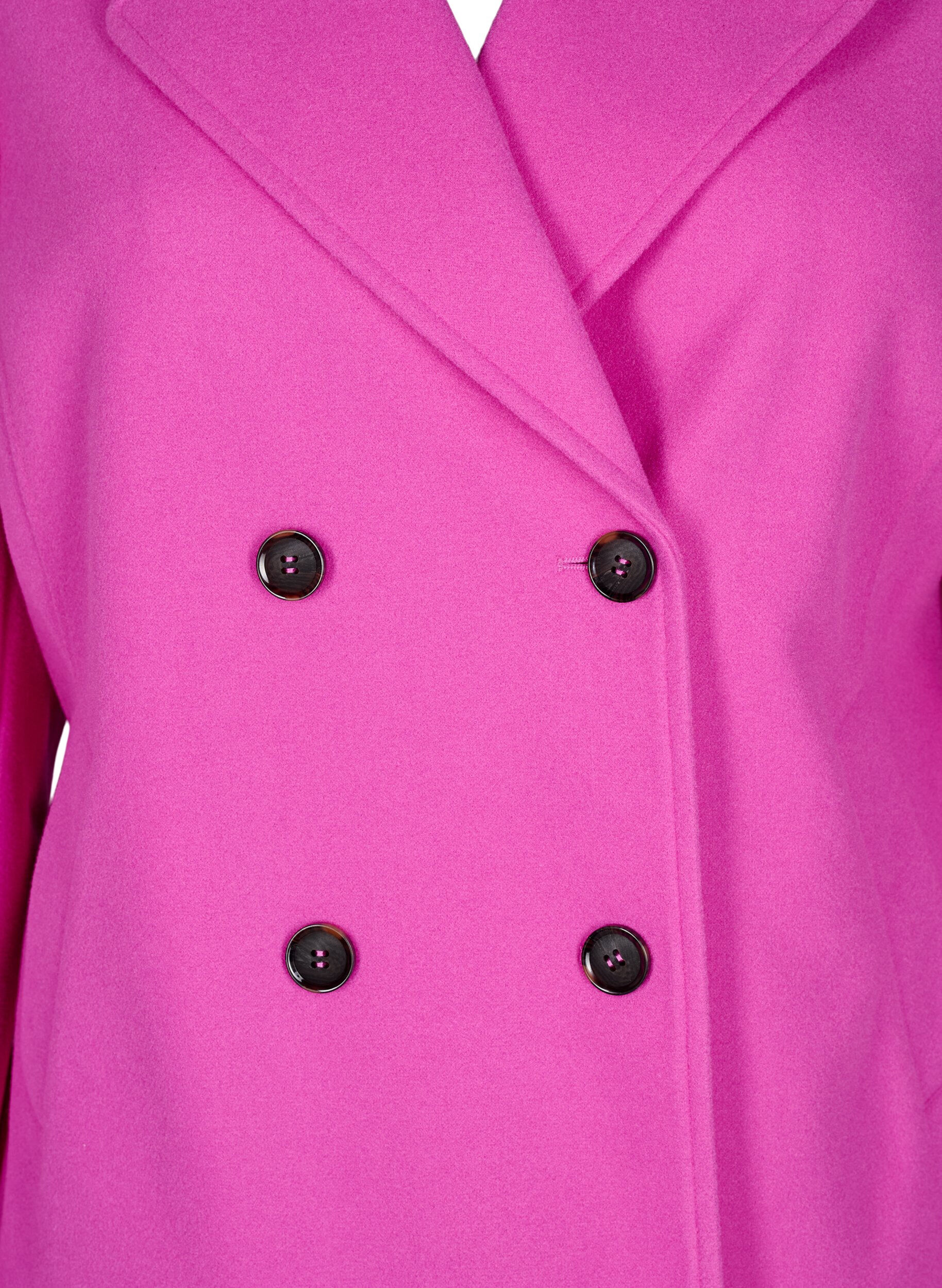 Zizzifashion Short wool-look coat with pockets, Purple Orchid, Packshot image number 2