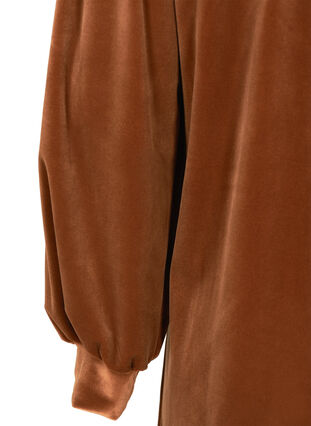 Velour dress with long puff sleeves, Brown ASS, Packshot image number 3