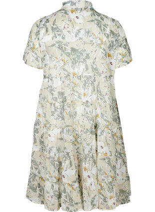 Floral dress with short sleeves, Beige Flower AOP, Packshot image number 1