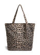Denim shopper bag with leopard print, Brown, Packshot image number 1