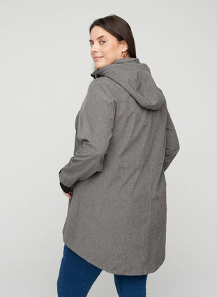 Softshell jacket with a hood and pockets, Medium Grey Melange, Model image number 1