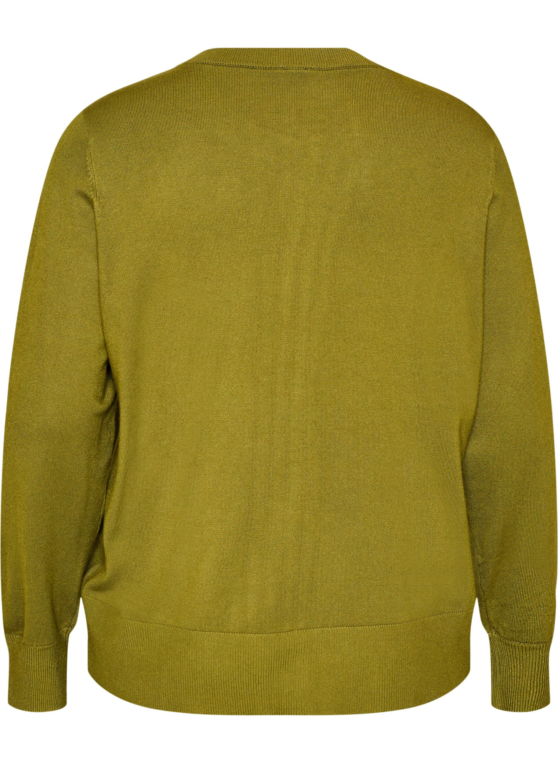 Zizzifashion Knitted cardigan with round neck and buttons, Green, Packshot image number 1