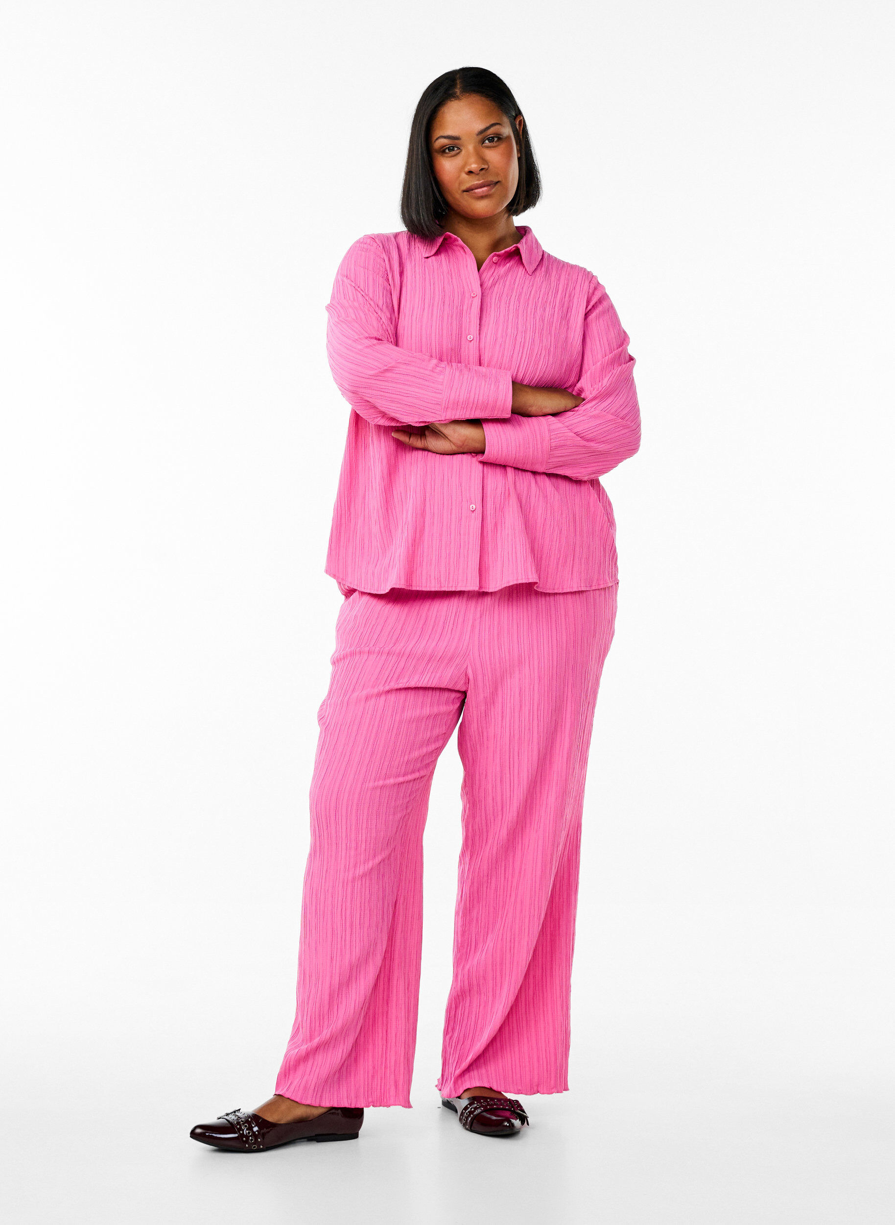 Zizzifashion FLASH - Shirt with texture, Pink, Model image number 1