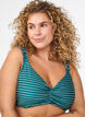 Striped bikini top with removable padding, Green, Model image number 2