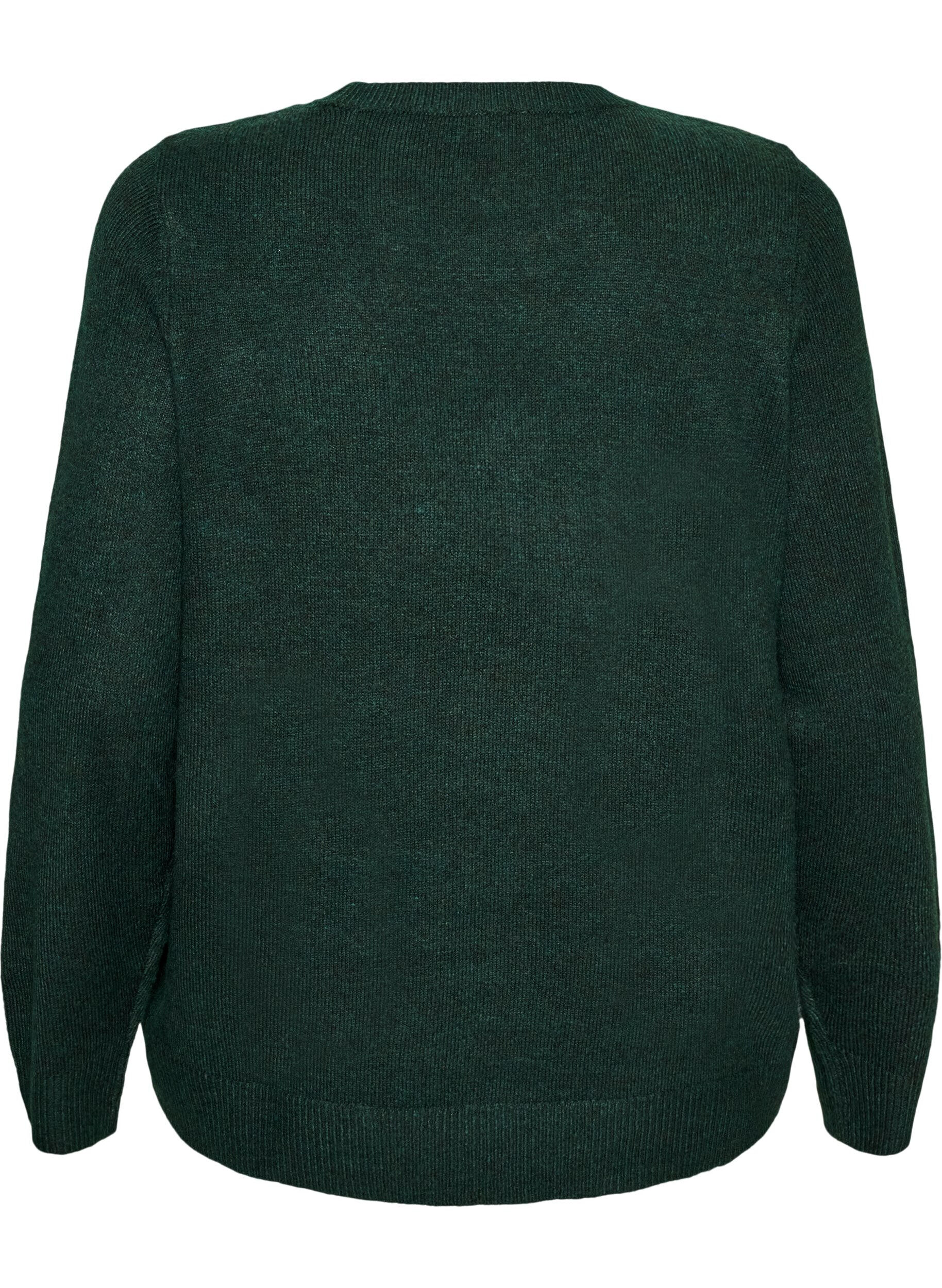 ZizzifashionKnitted blouse with glitter bow, Green, Packshot image number 1