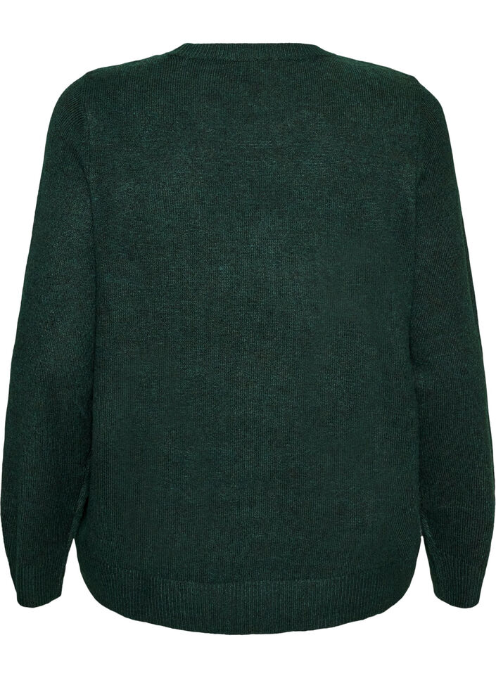 Knitted blouse with glitter bow, Green, Packshot image number 1