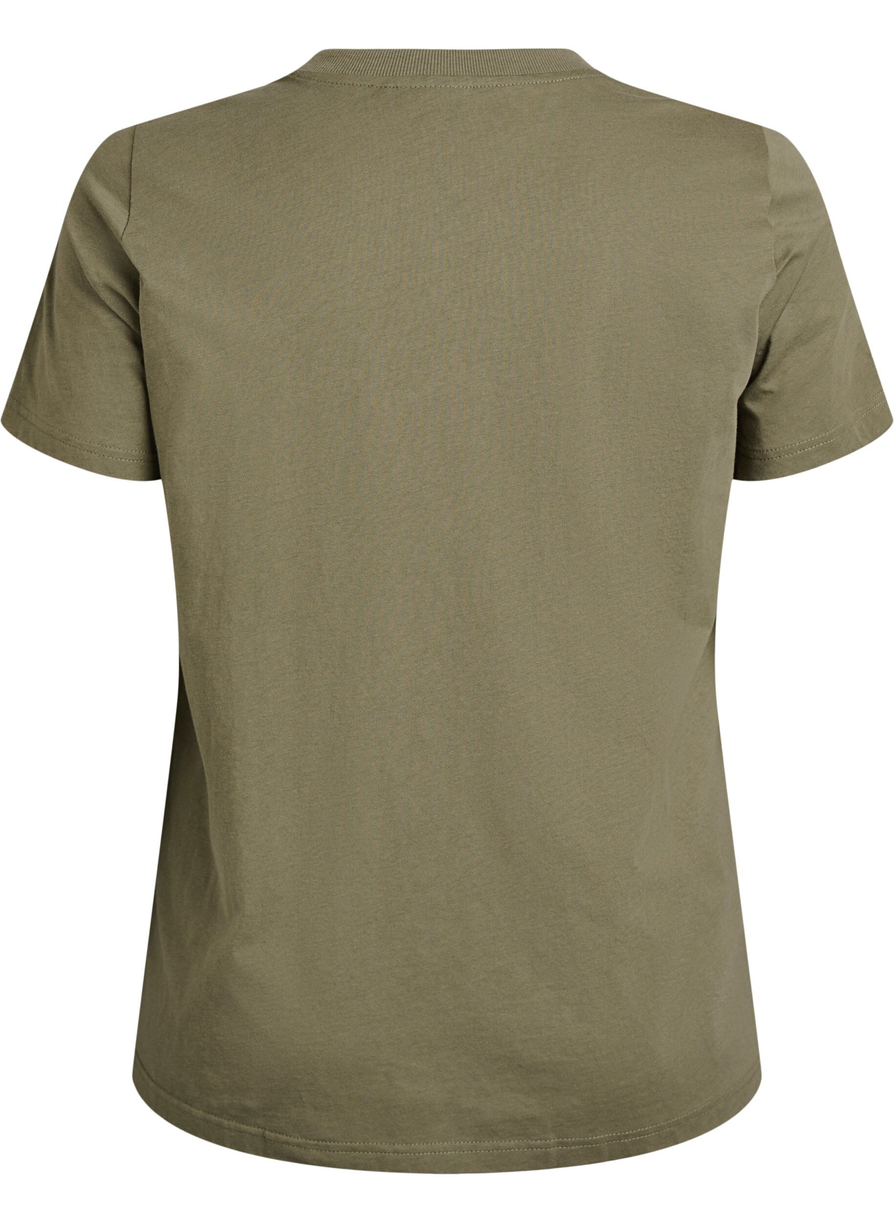 ZizzifashionBasic cotton T-shirt with round neck, Green, Packshot image number 1