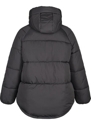 Short winter jacket with a hood, Black w Stone Grey, Packshot image number 1