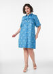 Short denim dress with embroidered flowers, Light Blue, Model image number 1