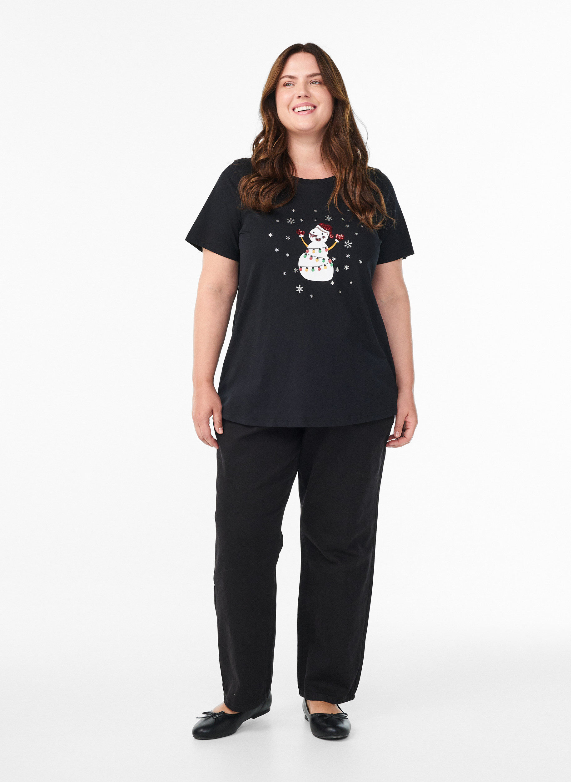 Zizzifashion Christmas t-shirt in organic cotton, Black, Model image number 1