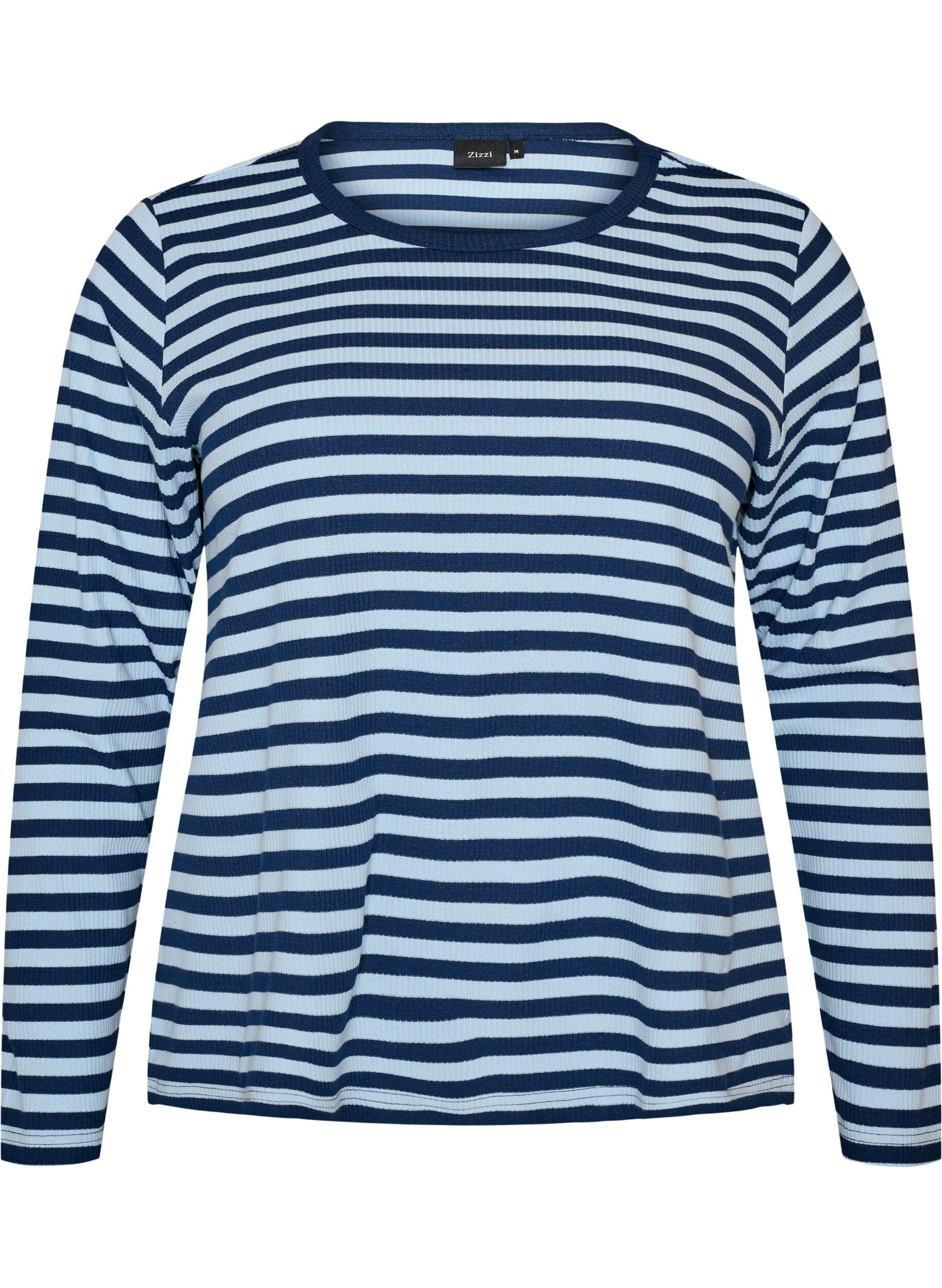 ZizzifashionLong-sleeved night top in ribbed jersey with stripes, Blue, Packshot image number 0