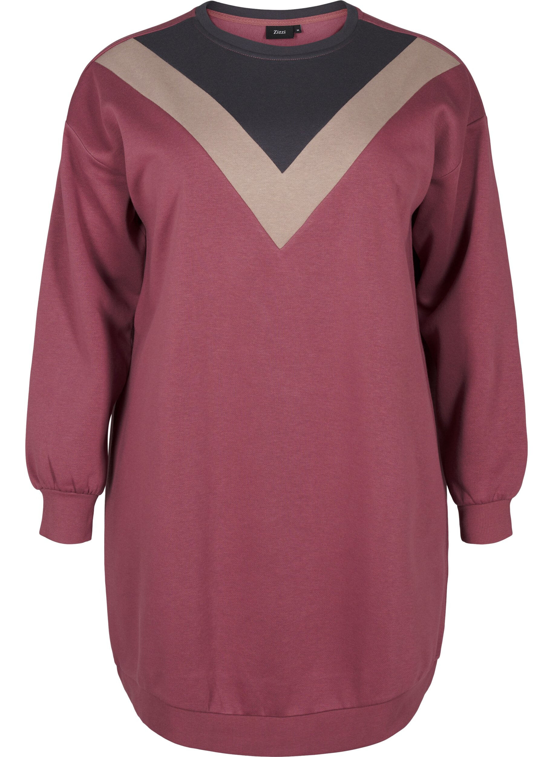 Zizzifashion Long sweatshirt with colourblock, Rose B. Color Block, Packshot image number 0