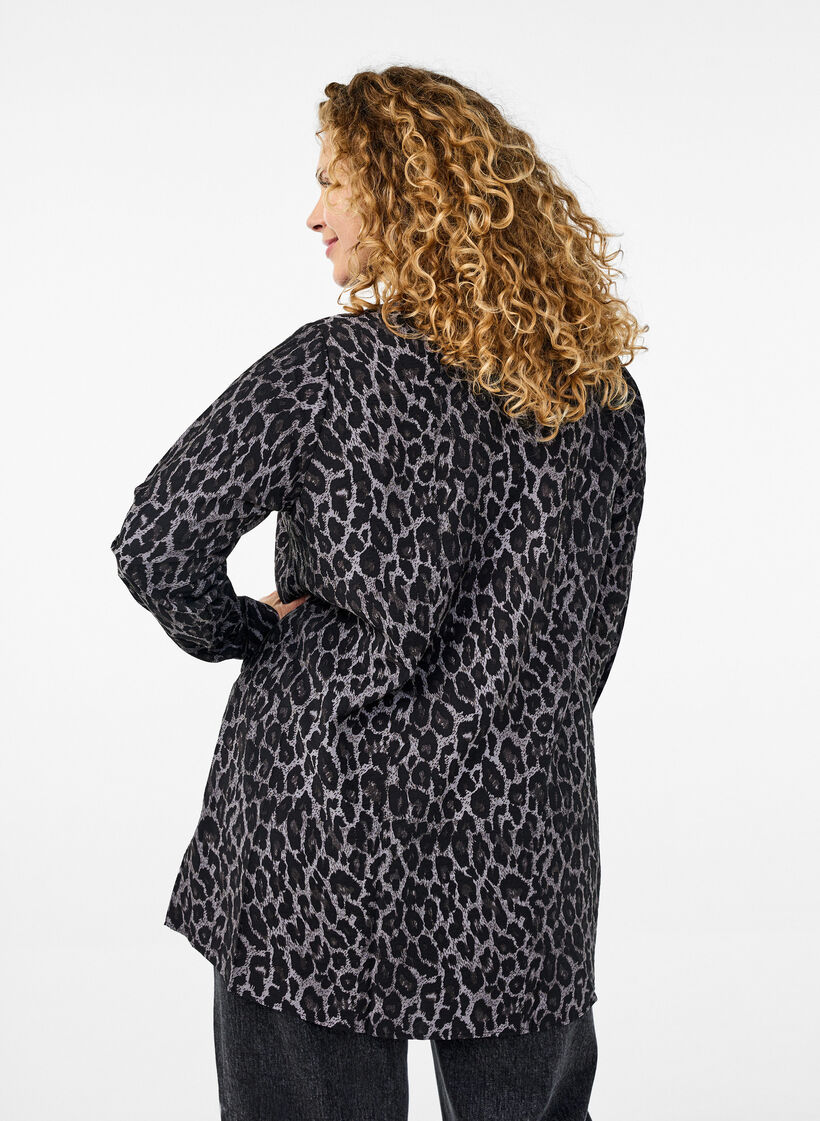 Long leopard print shirt, Dark Grey, Model image number 2