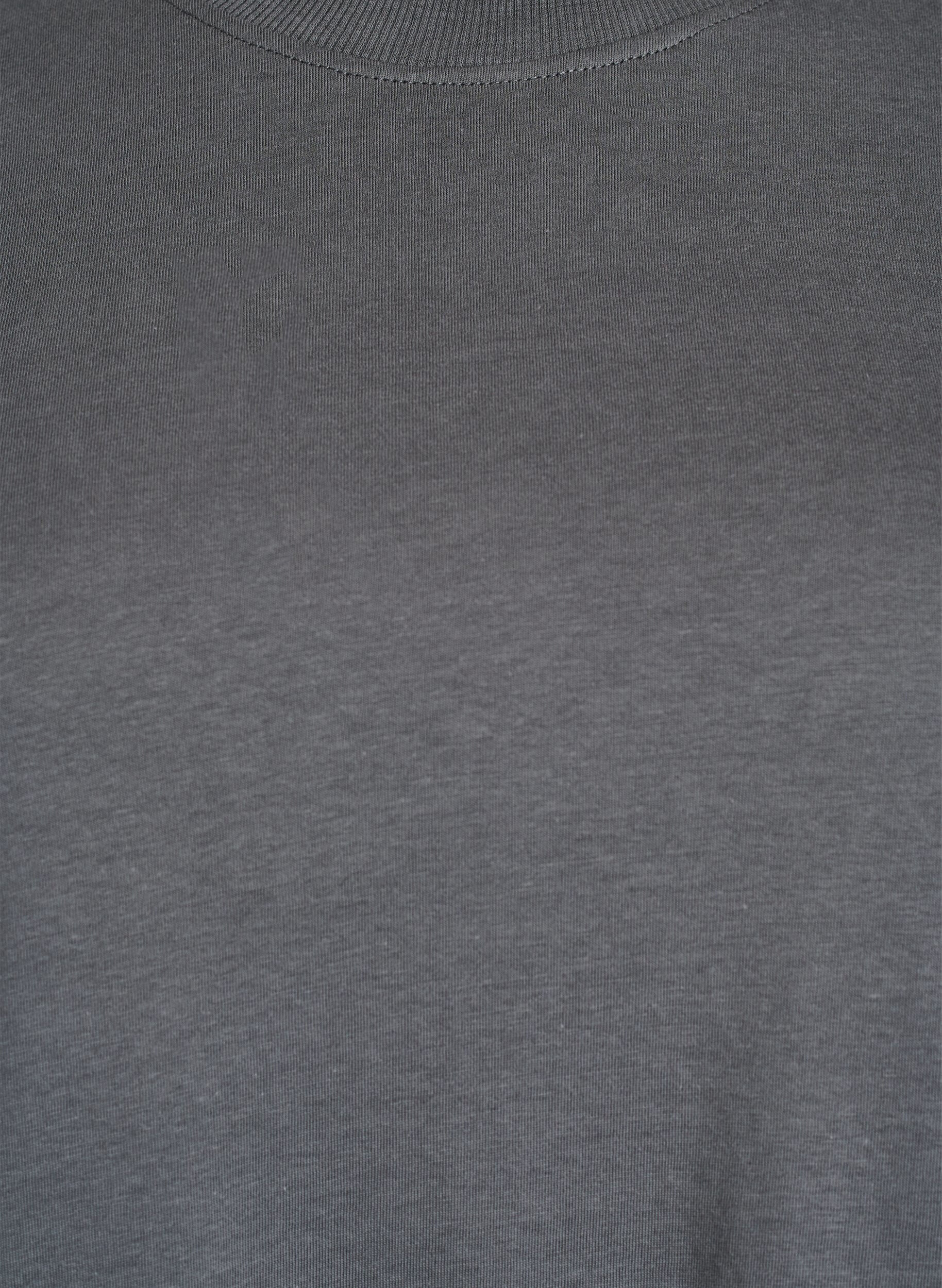 Zizzifashion Basic cotton T-shirt with round neck, Grey, Packshot image number 2