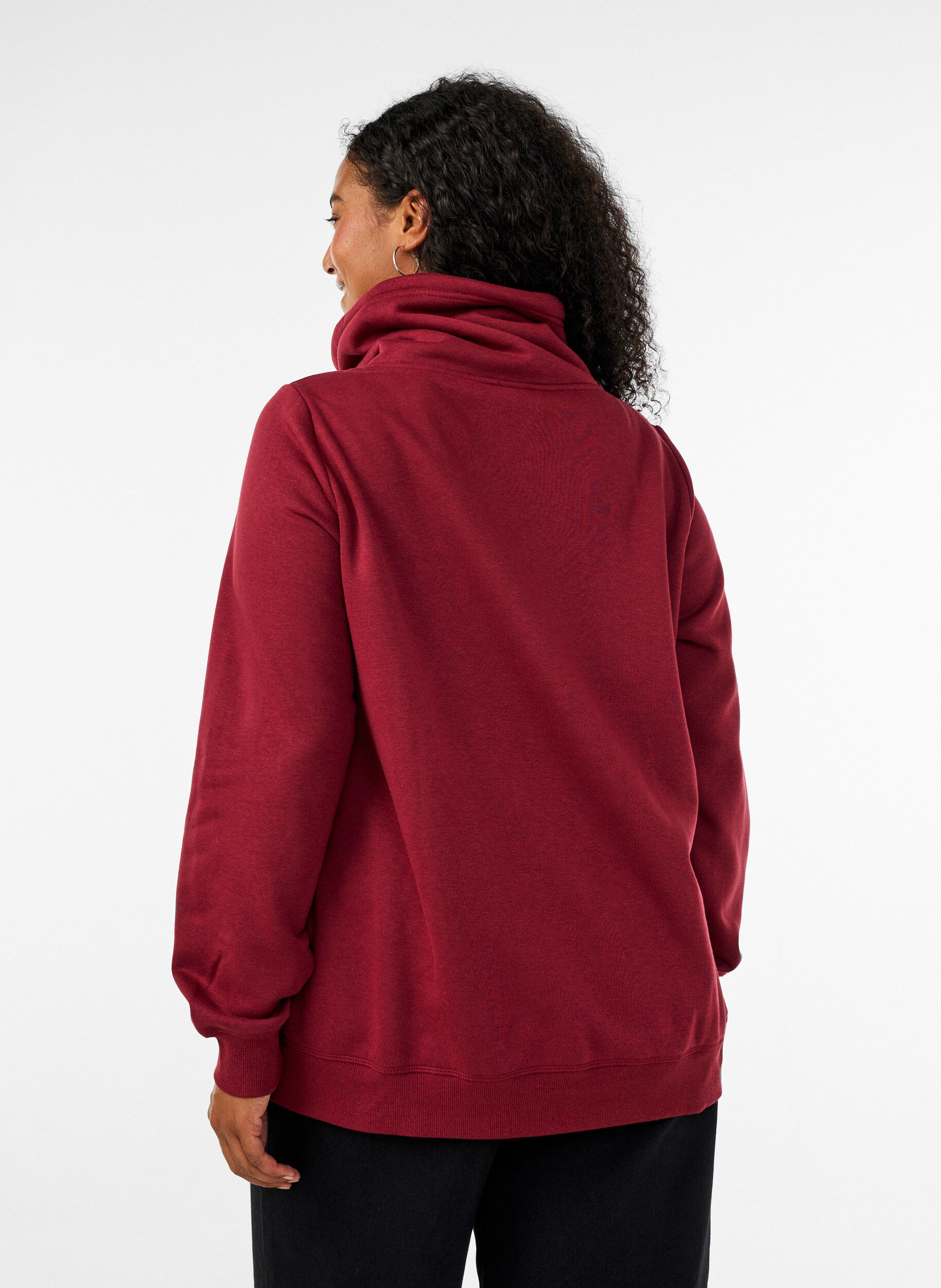 ZizzifashionSweatshirt with high collar and pockets, Red, Model image number 2
