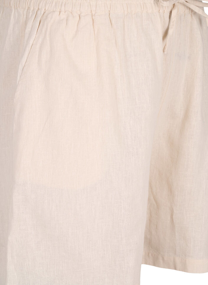 Loose shorts in cotton blend with linen, Sandshell, Packshot image number 2