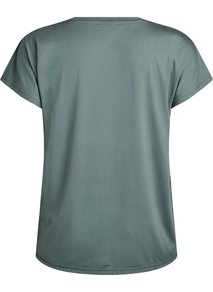 Loose training t-shirt with v-neck, Green, Packshot image number 1