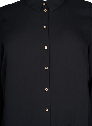 Long plain viscose shirt, Black, Packshot image number 2
