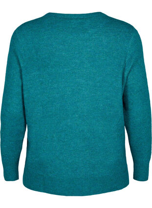 Melange sweater with round neck	, Deep Lake Mel., Packshot image number 1
