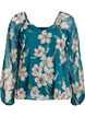 Chiffon blouse with floral print and long sleeves, Green Flower AOP, Packshot image number 0