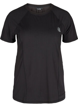 Reflective, solid-coloured exercise t-shirt, Black, Packshot image number 0