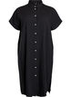 Long shirt in viscose and linen, Black, Packshot image number 0