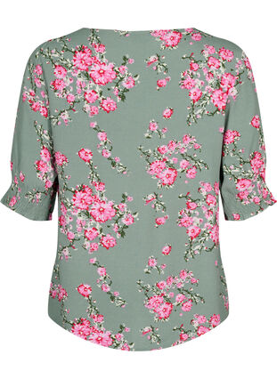 Viscose blouse with buttons, Spray Green Flower, Packshot image number 1