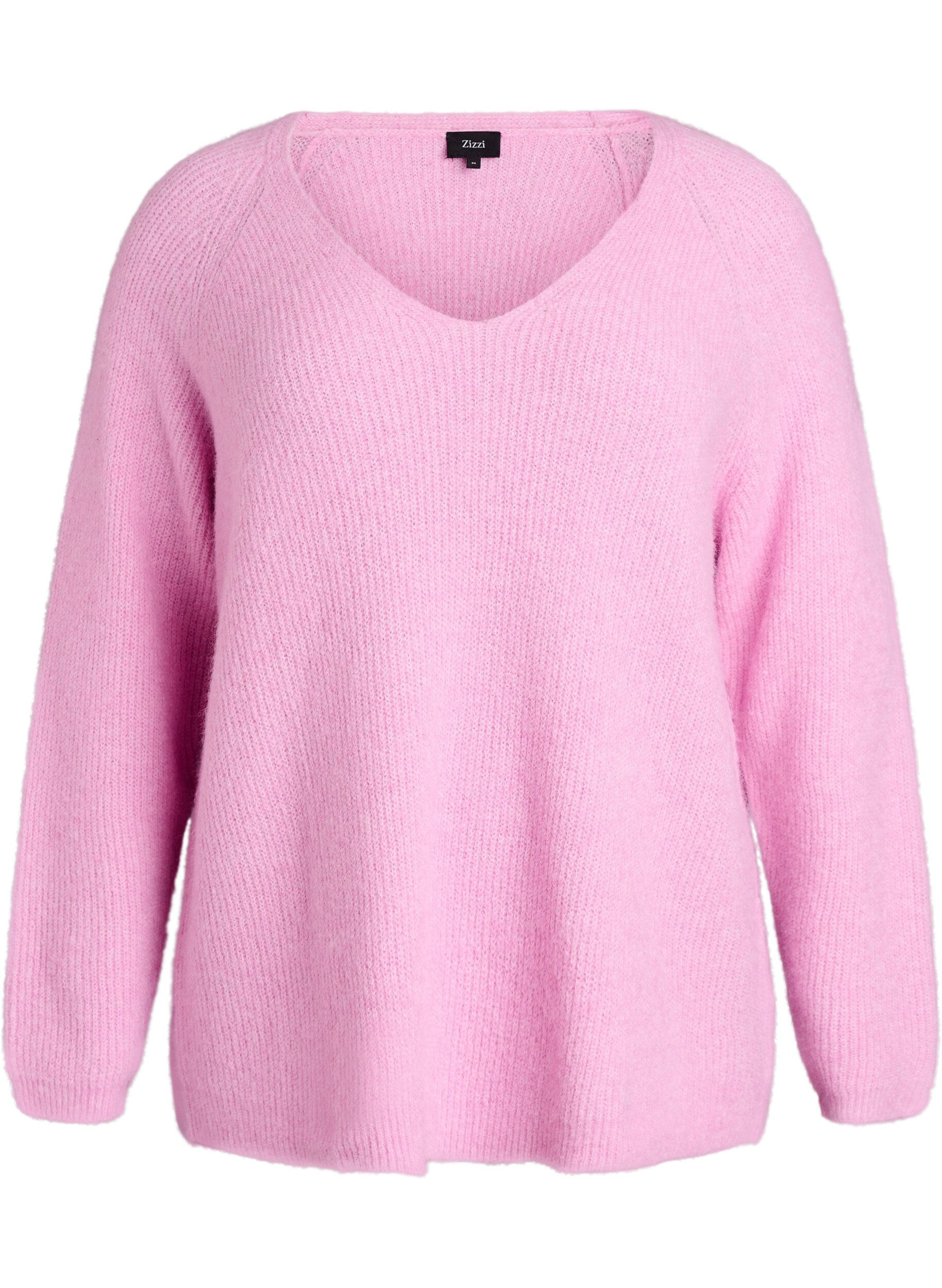 Knitted blouse with V-neck and raglan sleeves